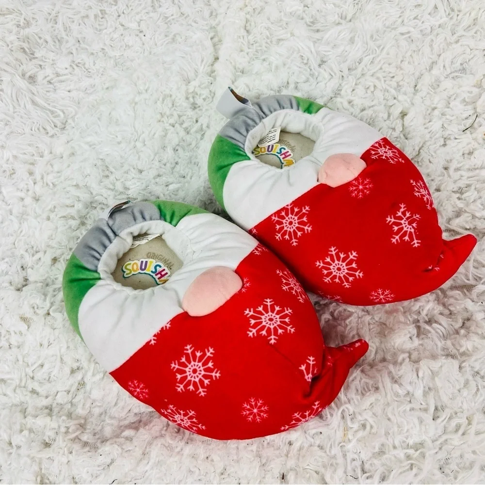 Squishmallows Red and Green Gnome festive Christmas Slippers size 11 / 12